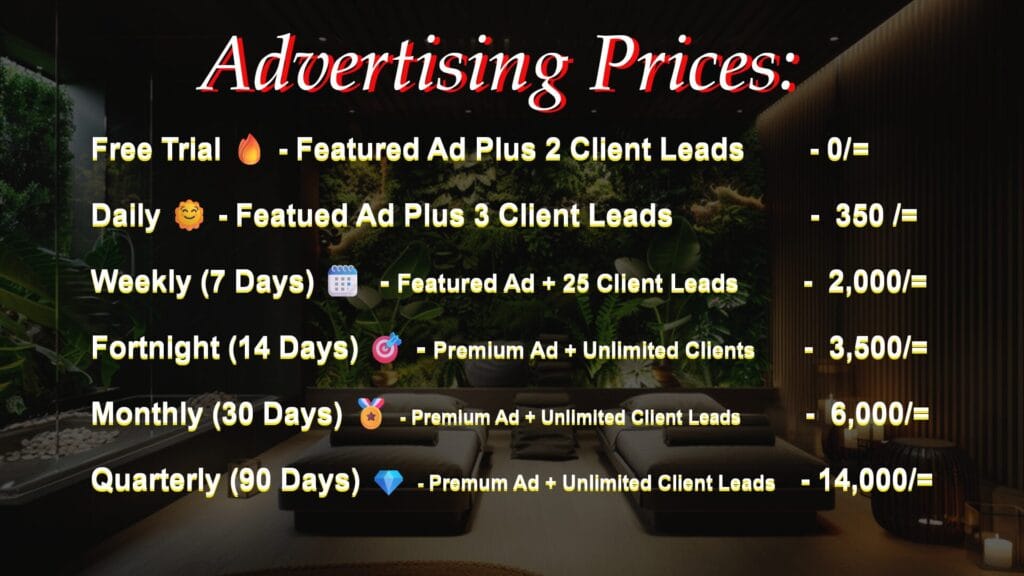 Advertising | Massage Is Essential For Your Health & Well Being. | Available Right Now. | Voted The Number One Spa on Facebook | Award Winning Massage Therapist. | Excellent Swedish Professional Massage. | Best Massage in Kenya.